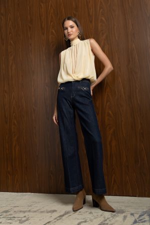 Detail matter jean καμπάνα μπλε